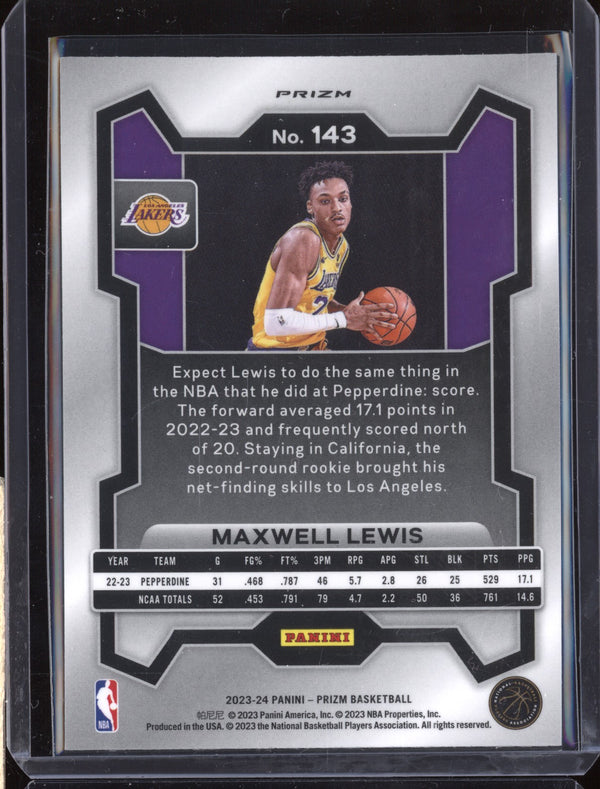 Maxwell Lewis 2023-24 Panini Prizm 143 Hyper RC