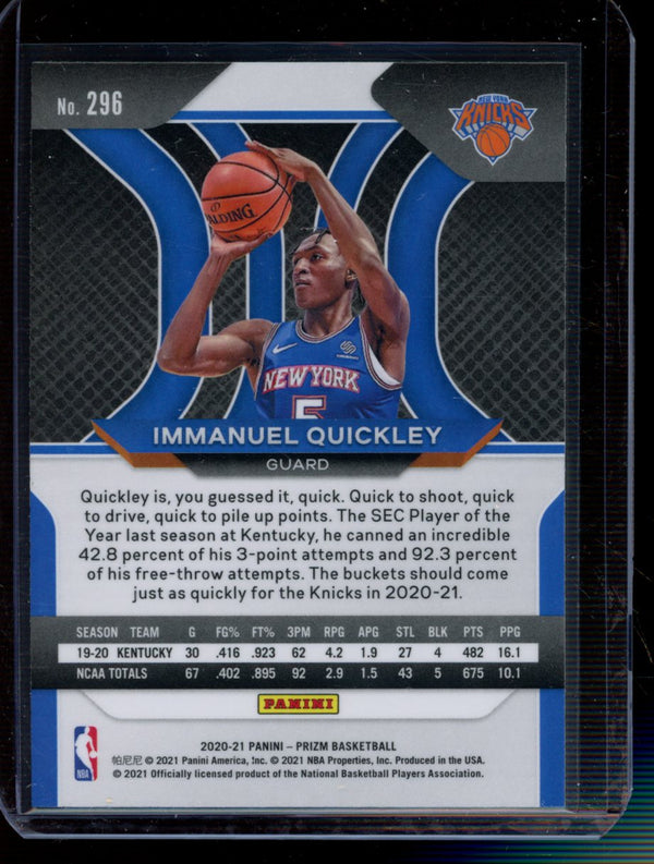 Immanuel Quickley 2020-21 Panini Prizm RC