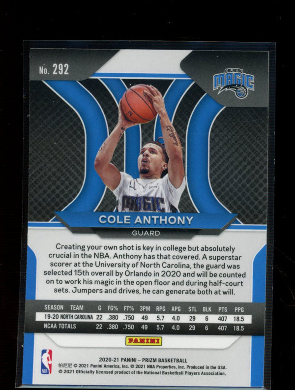 Cole Anthony 2020-21 Panini Prizm RC