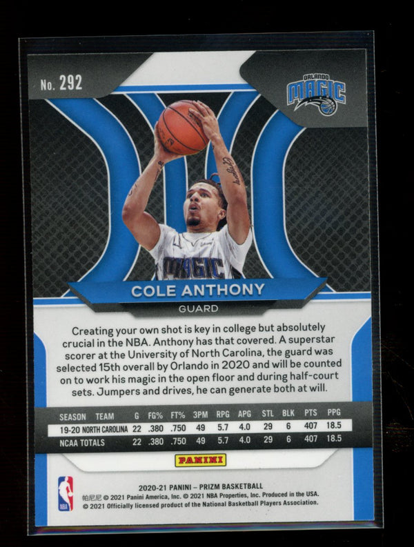 Cole Anthony 2020-21 Panini Prizm RC