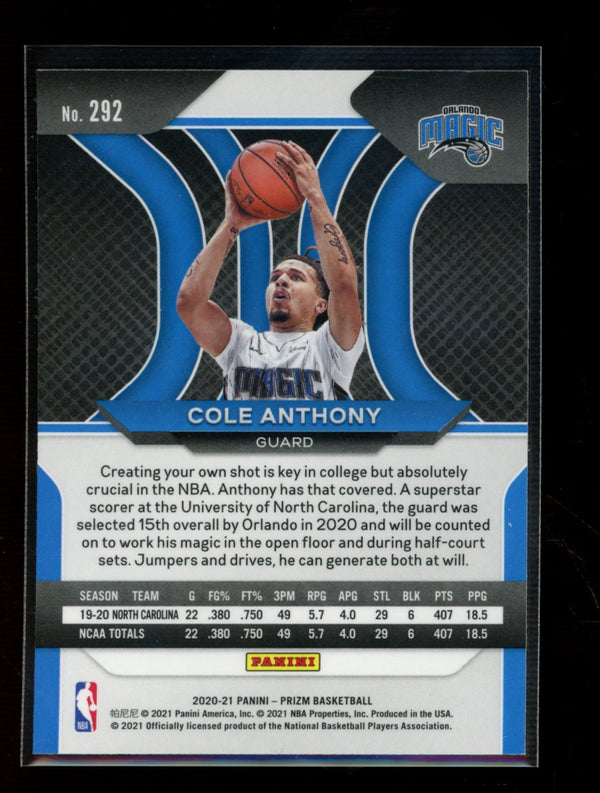 Cole Anthony 2020-21 Panini Prizm RC