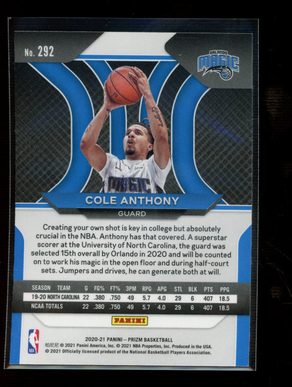 Cole Anthony 2020-21 Panini Prizm RC