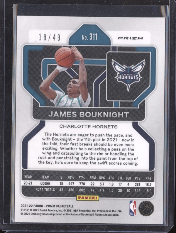 James Bouknight 2021-22 Panini Prizm 311 Orange Prizm RC 18/49