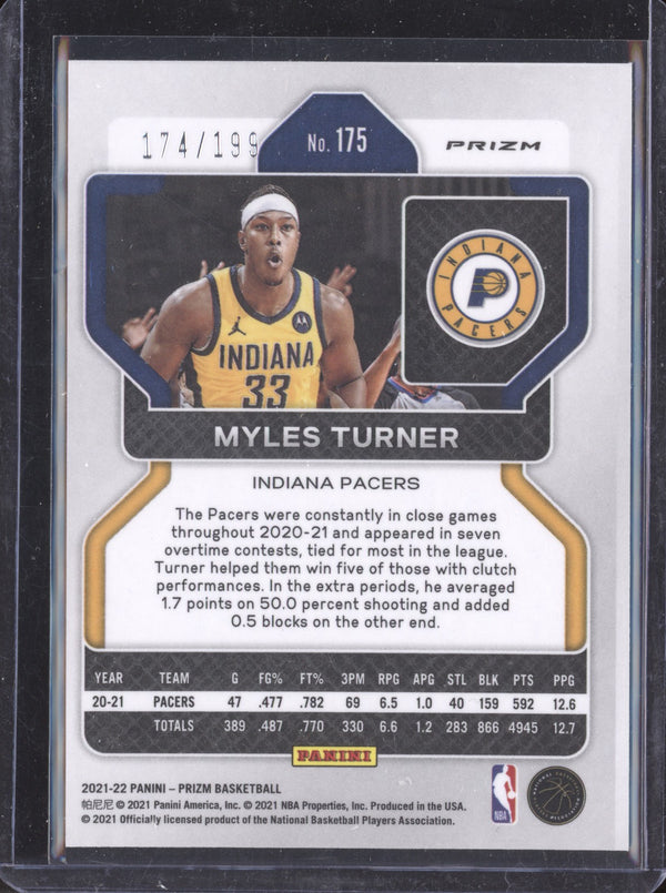 Myles Turner 2021-22 Panini Prizm 175 Blue Prizm 174/199