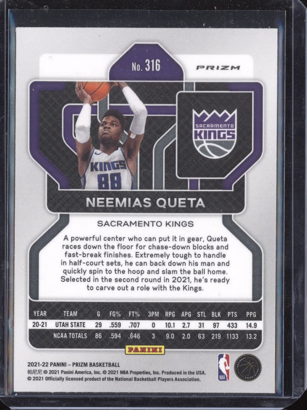 Neemias Queta 2021-22 Panini Prizm 316 Silver RC