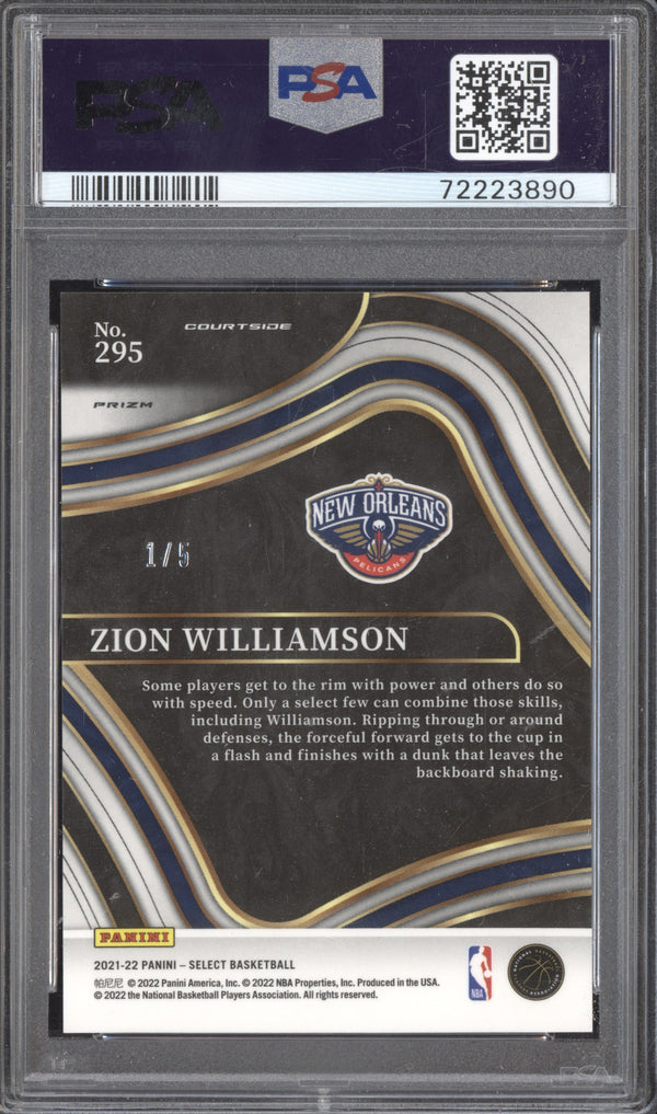 Zion Williamson 2021-22 Panini Select 295 Courtside Green - Jersey Number PSA 10