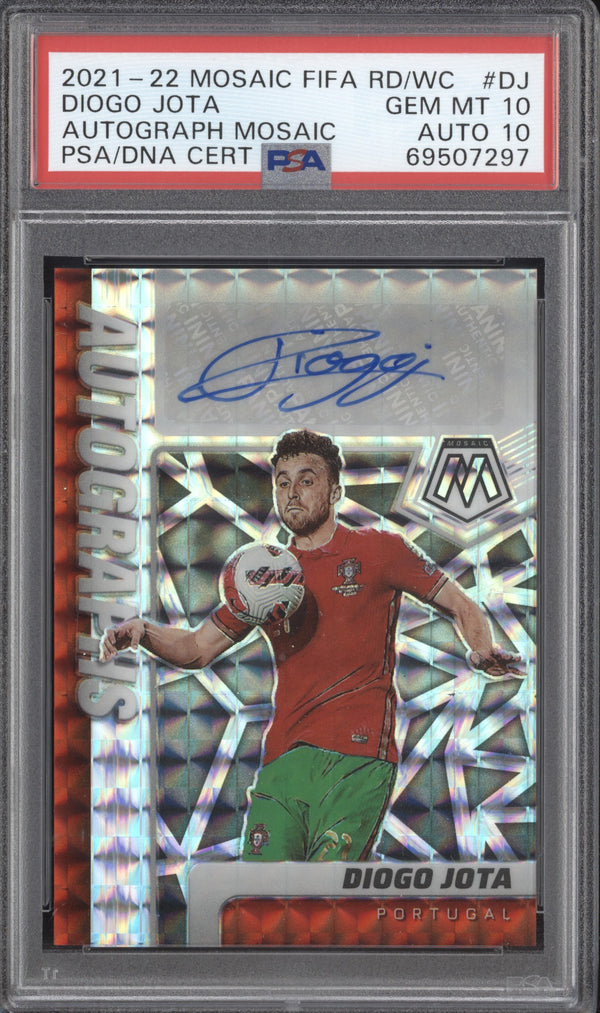 Diogo Jota 2021-22 Panini Mosaic RTWC A-DJ Auto PSA 10/10