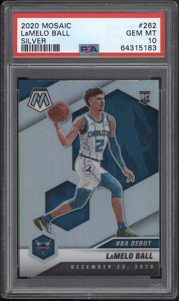 LaMelo Ball 2020/21 Panini Mosaic NBA Debut Silver RC PSA 10