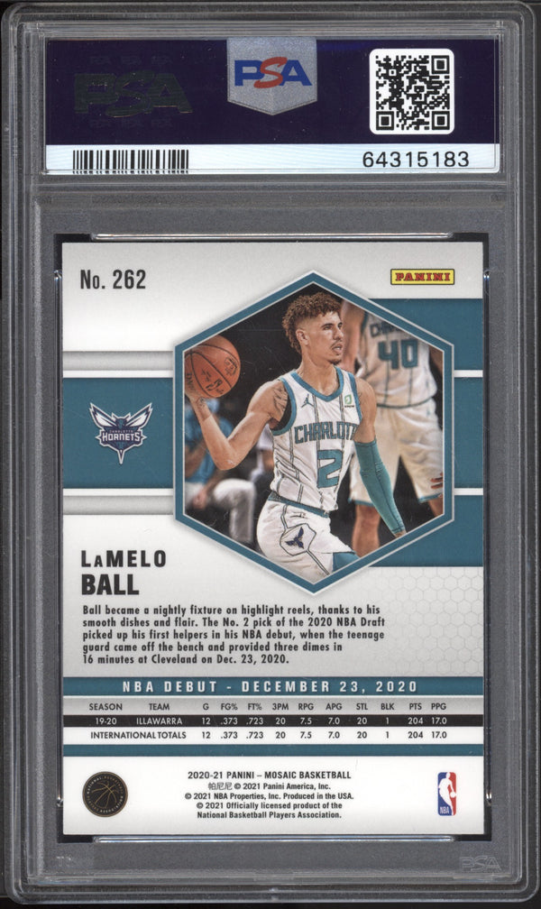 LaMelo Ball 2020/21 Panini Mosaic NBA Debut Silver RC PSA 10