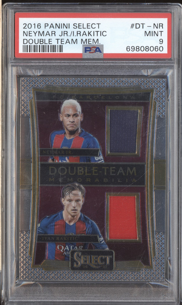 Neymar Jr / Ivan Rakitic 2016-17 Panini Select Soccer DT-NR Double Team Memorabilia PSA 9