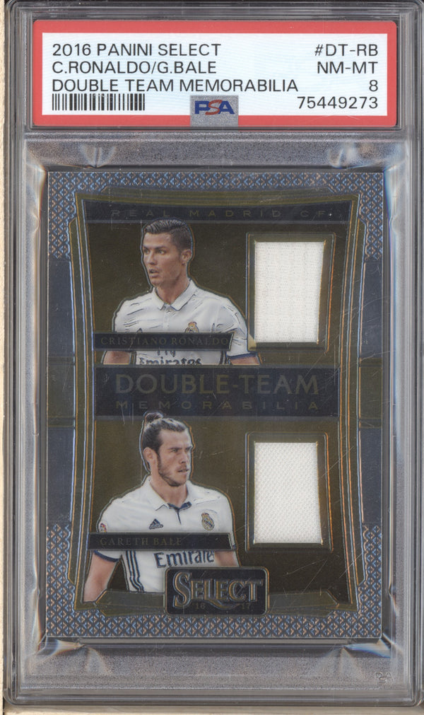 Cristiano Ronaldo Bale 2016 Panini Select Soccer Double Team Dual Jersey PSA 8