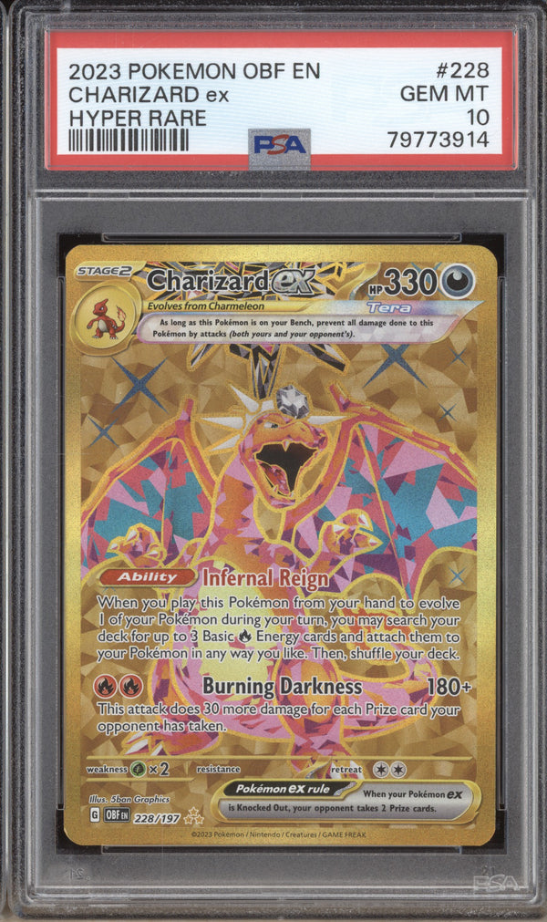 Charizard ex 2023 Pokemon Obsidian Flames 228/197 Hyper Rare PSA 10