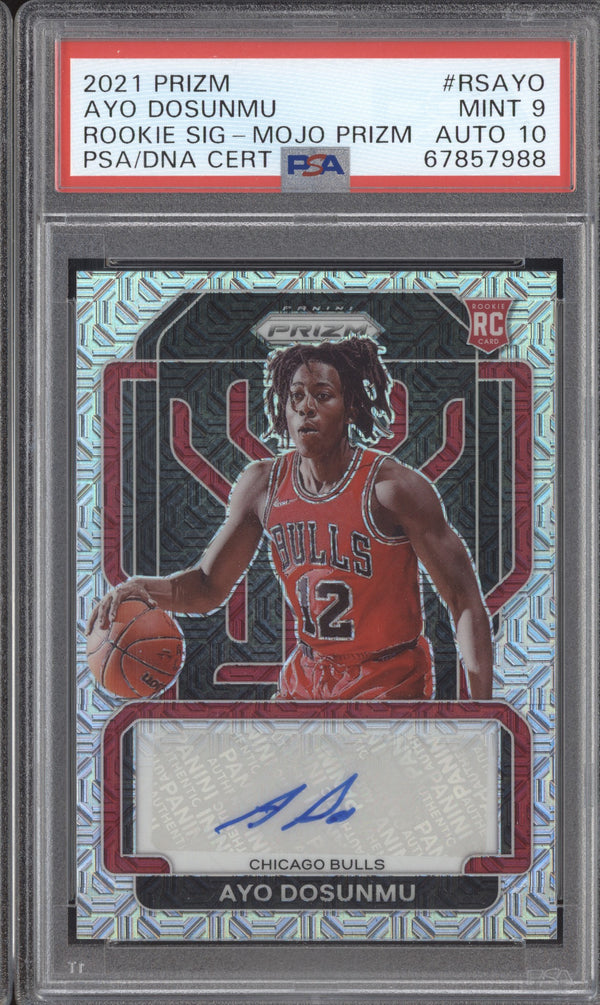 Ayo Dosunmu 2021-22 Panini Prizm RS-AYO Rookie Signature Mojo RC 13/25 PSA 9-10