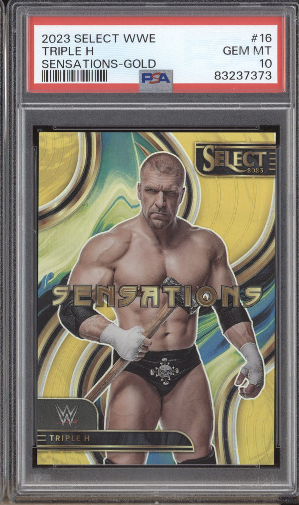 Triple H 2023 Panini Select WWE 16 Sensations Gold 1/10 PSA 10