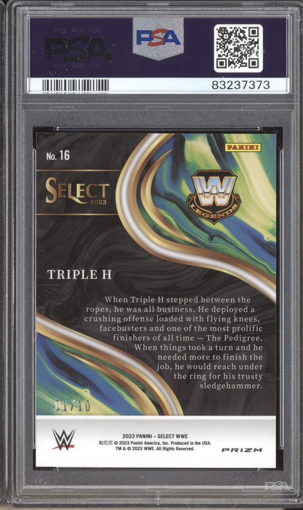 Triple H 2023 Panini Select WWE 16 Sensations Gold 1/10 PSA 10