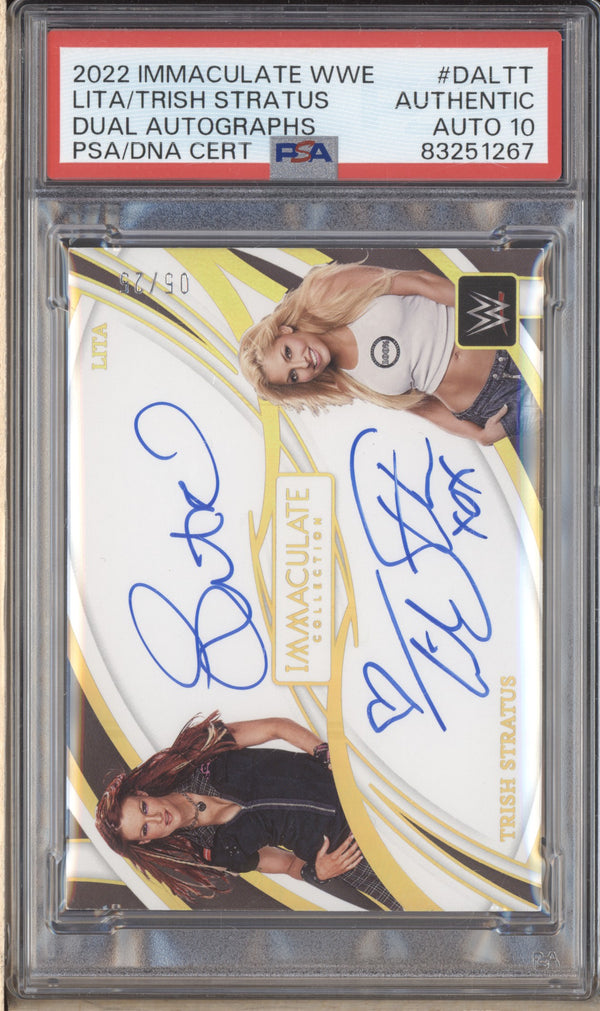 Lita Trish Stratus 2022 Panini Immaculate WWE Dual Auto 5/25 PSA Authentic/10