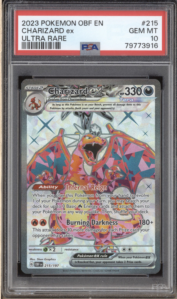 Charizard ex 2023 Pokemon Obsidian Flames 215/197 Ultra Rare PSA 10