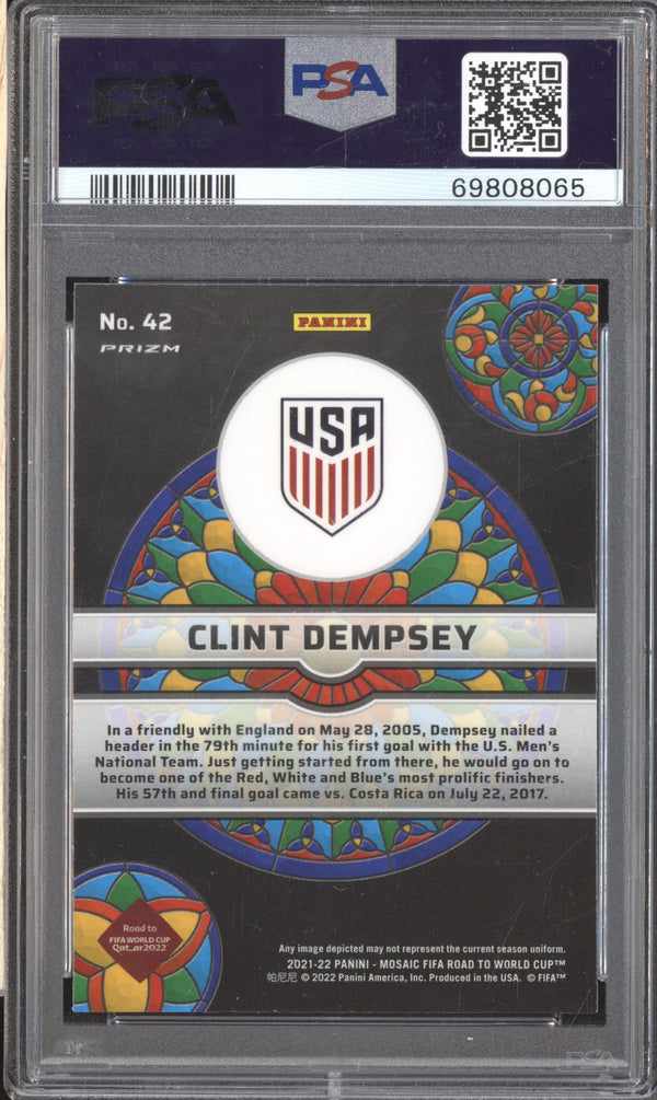 Clint Dempsey 2021-22 Panini Mosaic RTWC 42 Stained Glass PSA 9