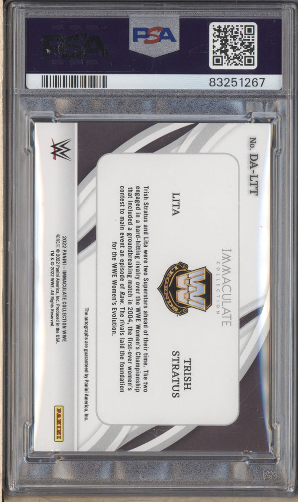 Lita Trish Stratus 2022 Panini Immaculate WWE Dual Auto 5/25 PSA Authentic/10