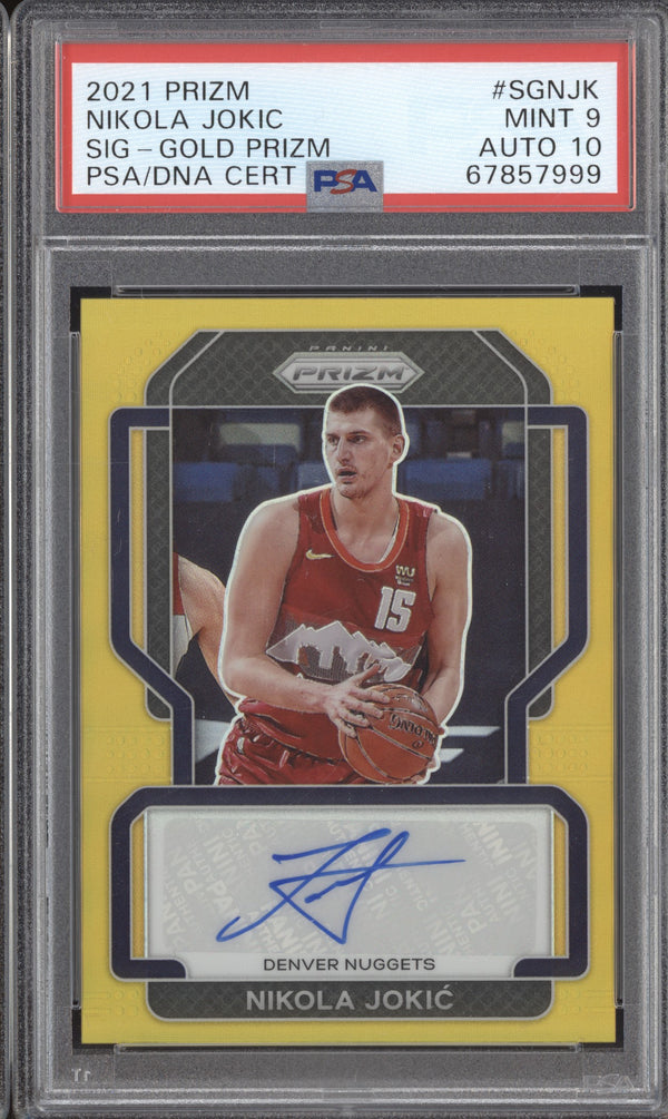 Nikola Jokic 2021-22 Panini Prizm SG-NJK Signatures Gold 09/10 PSA 9-10