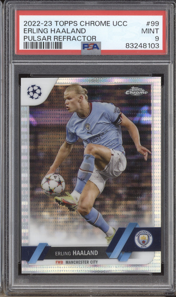 Erling Haaland 2022-23 Topps Chrome UCC 99 Pulsar PSA 9