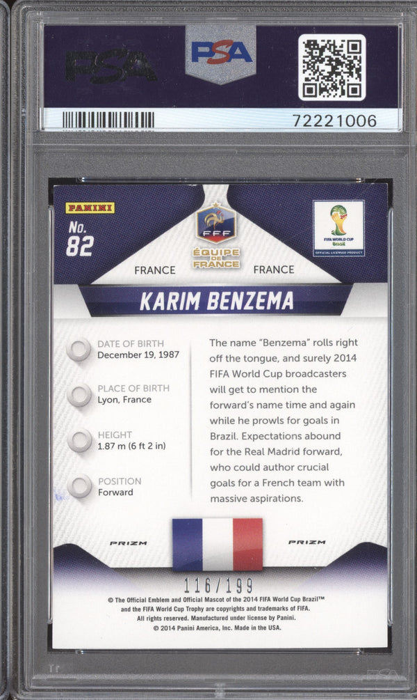 Karim Benzema 2014 Panini Prizm World Cup 82 Blue 116/199 PSA 8 ASR