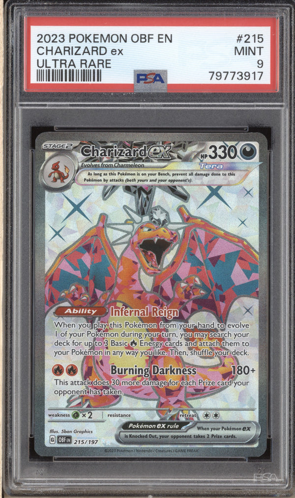 Charizard ex 2023 Pokemon Obsidian Flames 215/197 Ultra Rare PSA 9