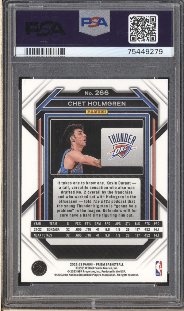 Chet Holmgren 2022-23 Panini Prizm 266 RC PSA 9