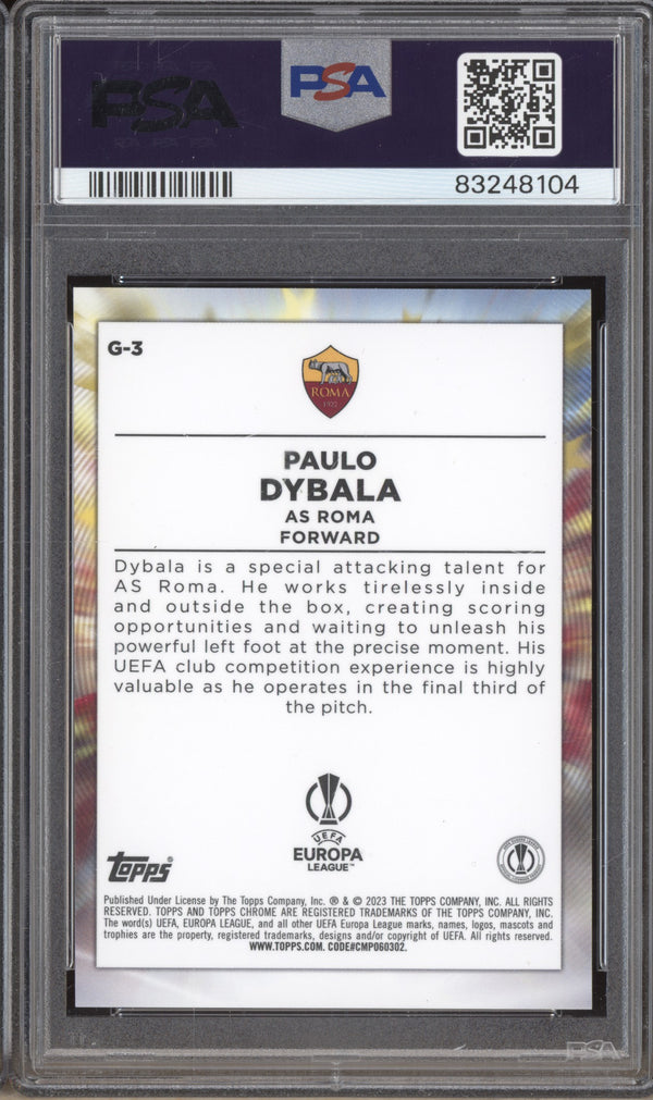 Paulo Dybala 2022-23 Topps Chrome UCC G-3 Golazo Orange Lava PSA 10