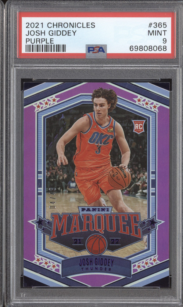 Josh Giddey 2021-22 Panini Chronicles 365 Marquee Purple 4/49 PSA 9