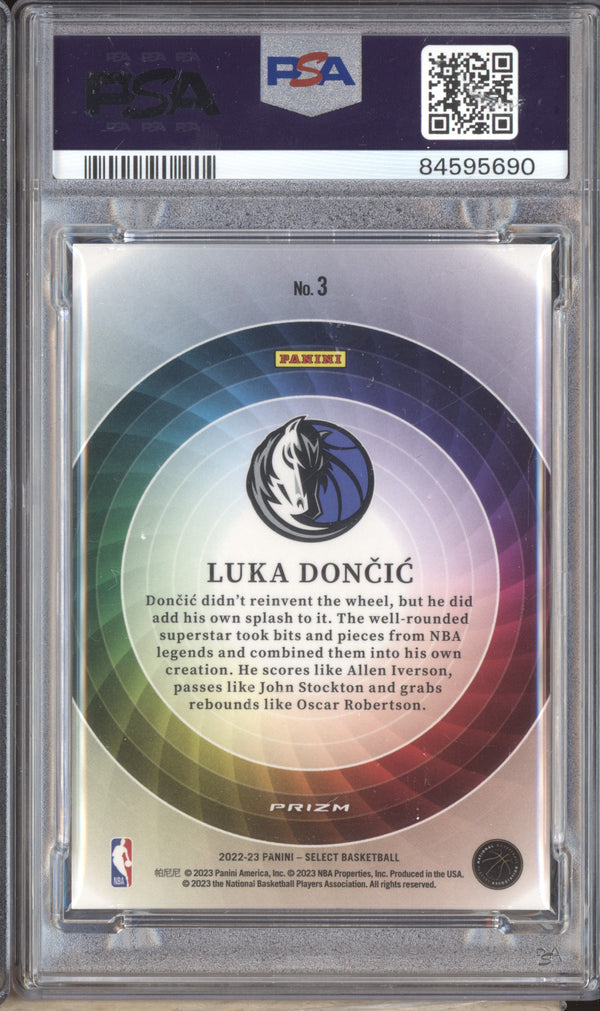 Luka Doncic 2022-23 Panini Select 3 Color Wheel PSA 10