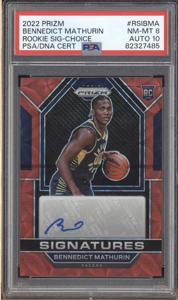 Bennedict Mathurin 2022 Panini Prizm Rookie Signatures Choice Auto RC PSA 8/10