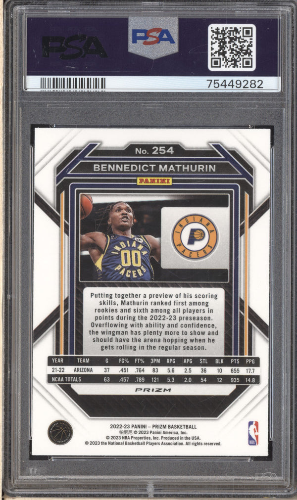 Bennedict Mathurin 2022-23 Panini Prizm 254 Pulsar RC PSA 10