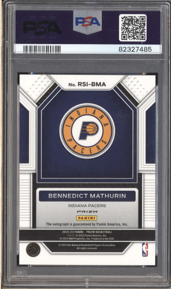 Bennedict Mathurin 2022 Panini Prizm Rookie Signatures Choice Auto RC PSA 8/10