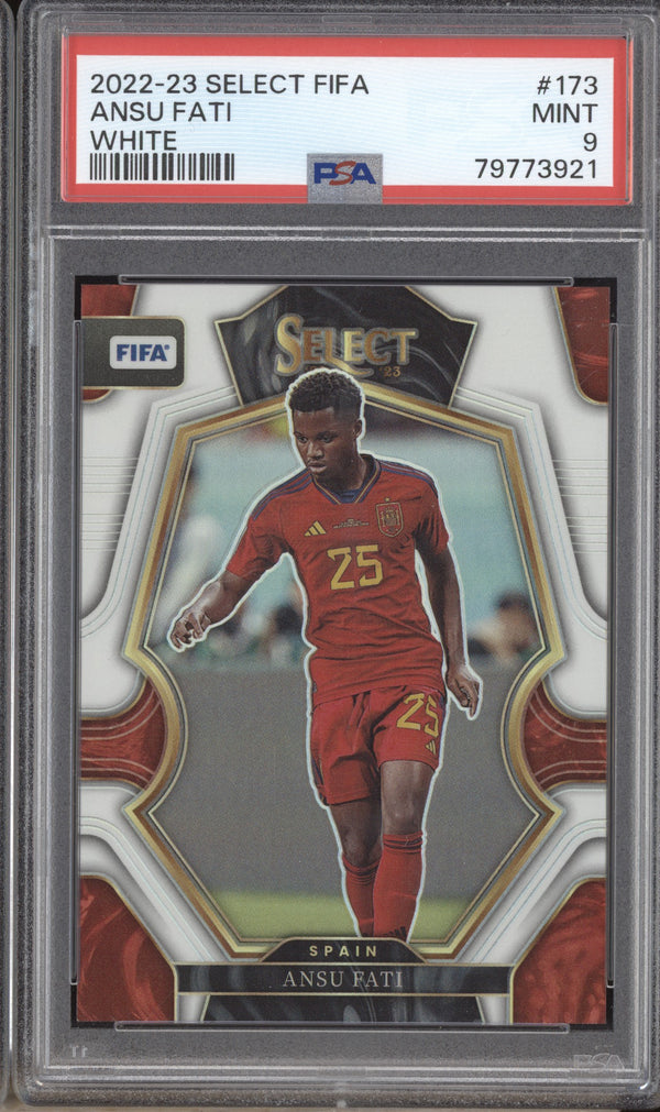 Ansu Fati 2022-23 Panini Select FIFA 173 Mezzanine White 8/20 Pop 1 PSA 9