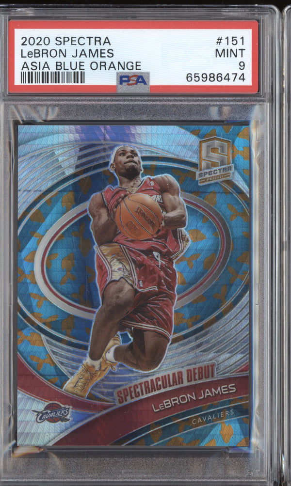 Lebron James 2020 Panini Spectra 151 Asia Blue Orange 05/49 PSA 9