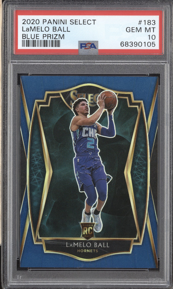 LaMelo Ball 2020-21 Panini Select 183 Blue Prizm RC PSA 10