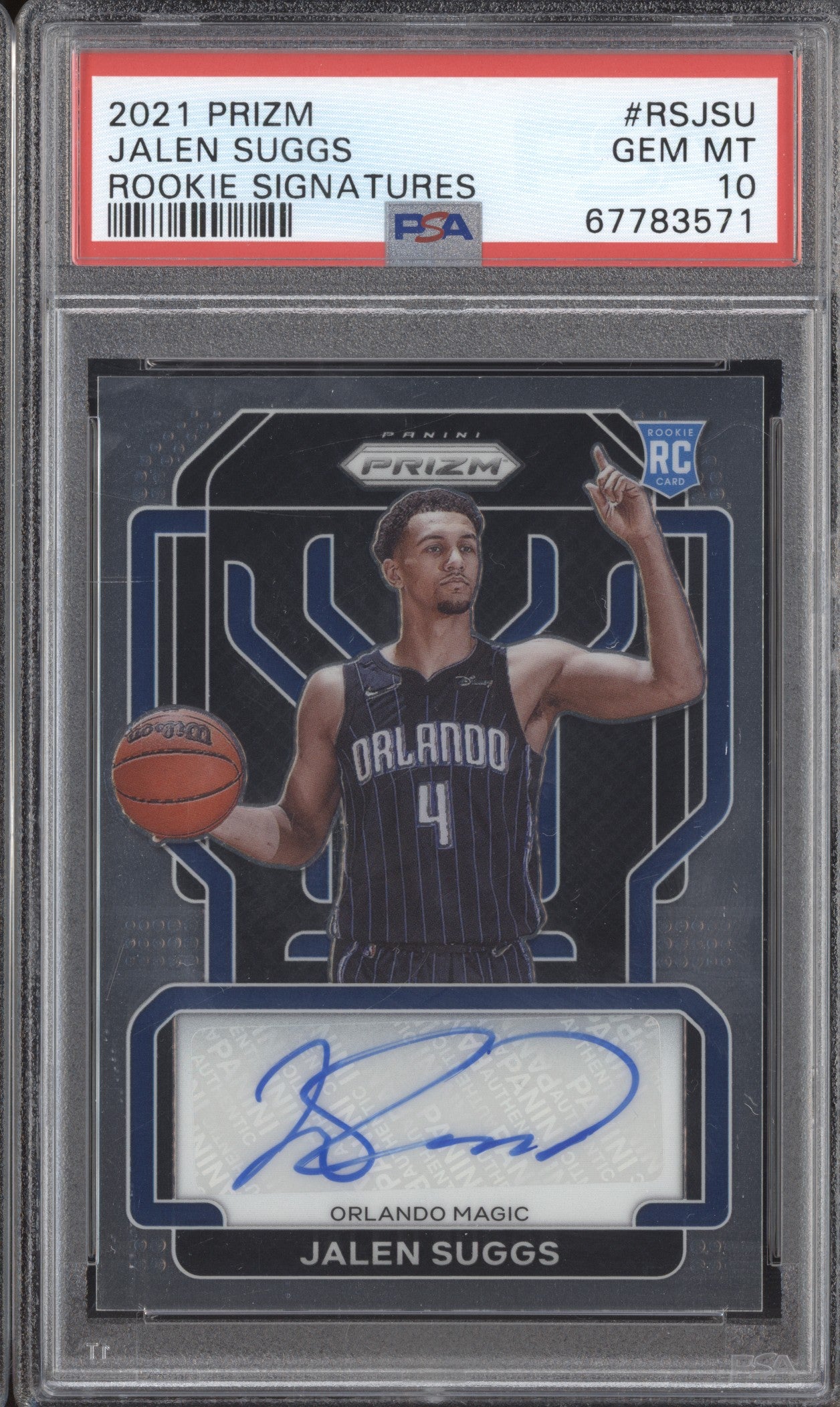 Jalen Suggs 2021-22 Panini Prizm RS-JSU Rookie Signatures RC PSA 10