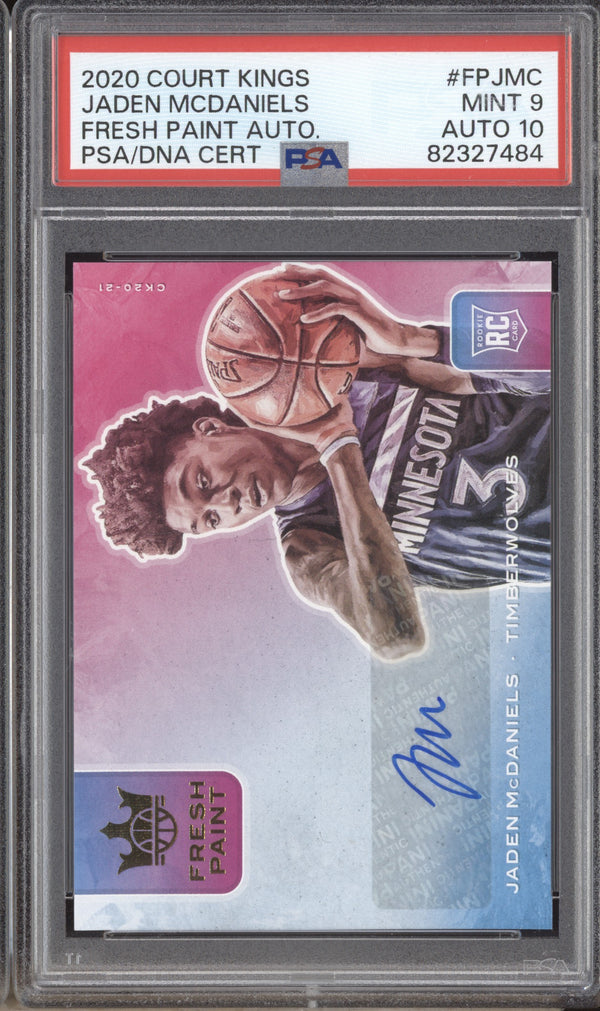 Jaden McDaniels 2020-21 Panini Court Kings Fresh Paint Auto RC 147/149 PSA 9/10