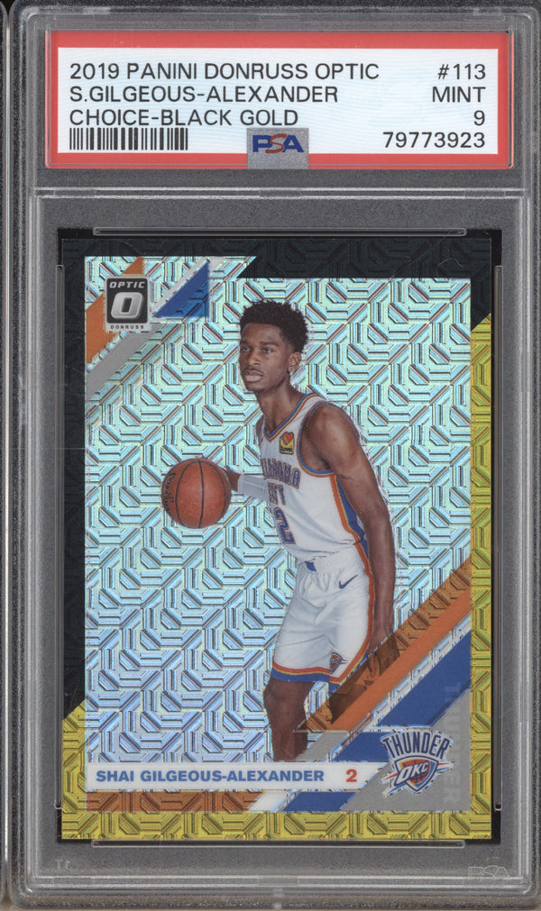 Shai Gilgeous-Alexander 2019-20 Panini Donruss Optic 113 Black Gold 3/8 PSA 9