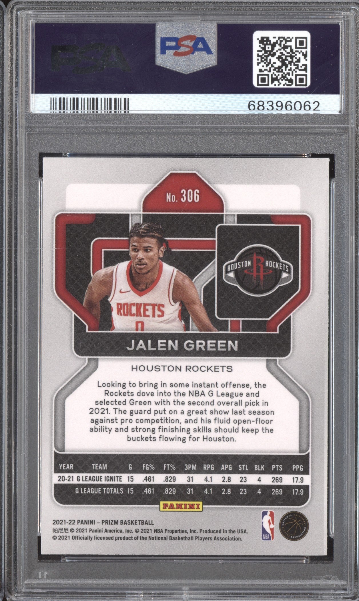 Jalen Green 2021-22 Panini Prizm 306 RC PSA 10