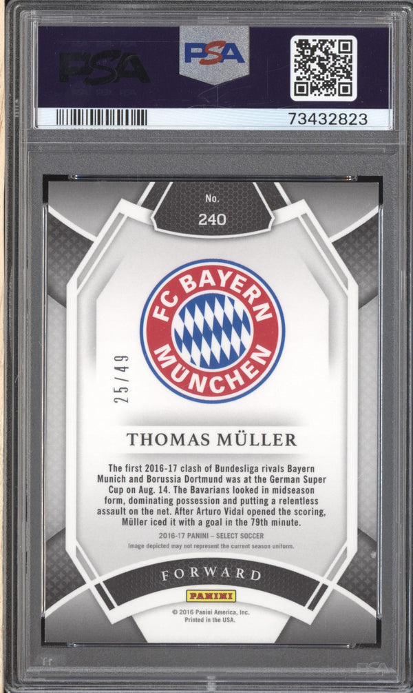 Thomas Muller 2016-17 Panini Select Soccer 240 Field Level Copper 25/49 PSA 9