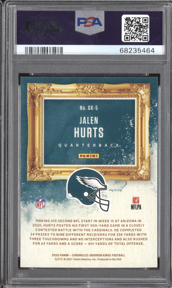 Jalen Hurts 2020 Panini Chronicles GK-5 Gridiron Kings RC PSA 9