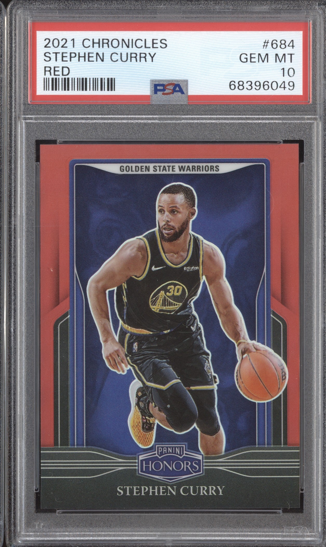 Stephen Curry 2021-22 Panini Chronicles 684 Honors Red - Pop 1 004/149 PSA  10