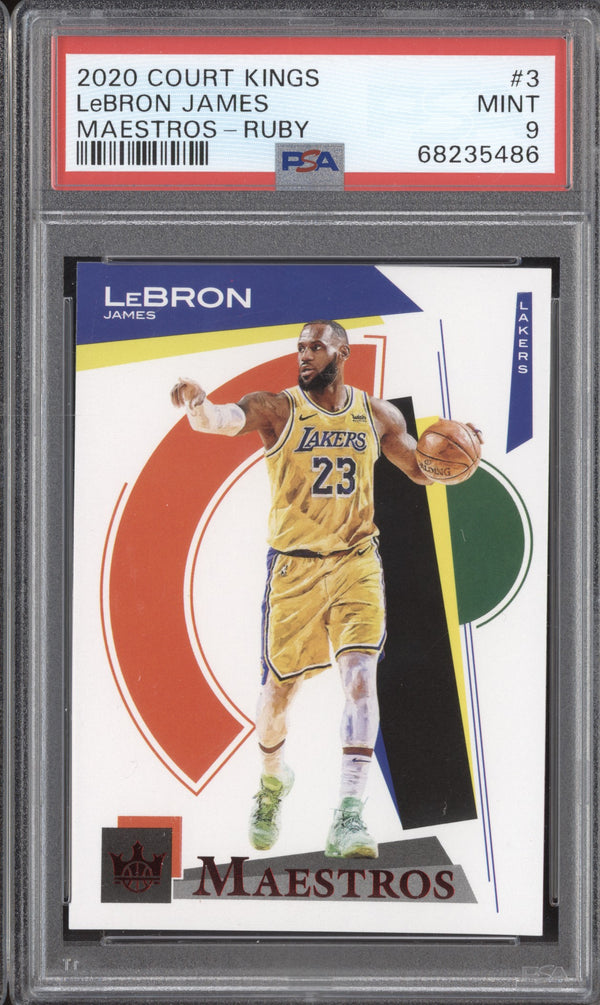 LeBron James 2020-21 Panini Court Kings 3 Maestros Ruby 26/149 PSA 9