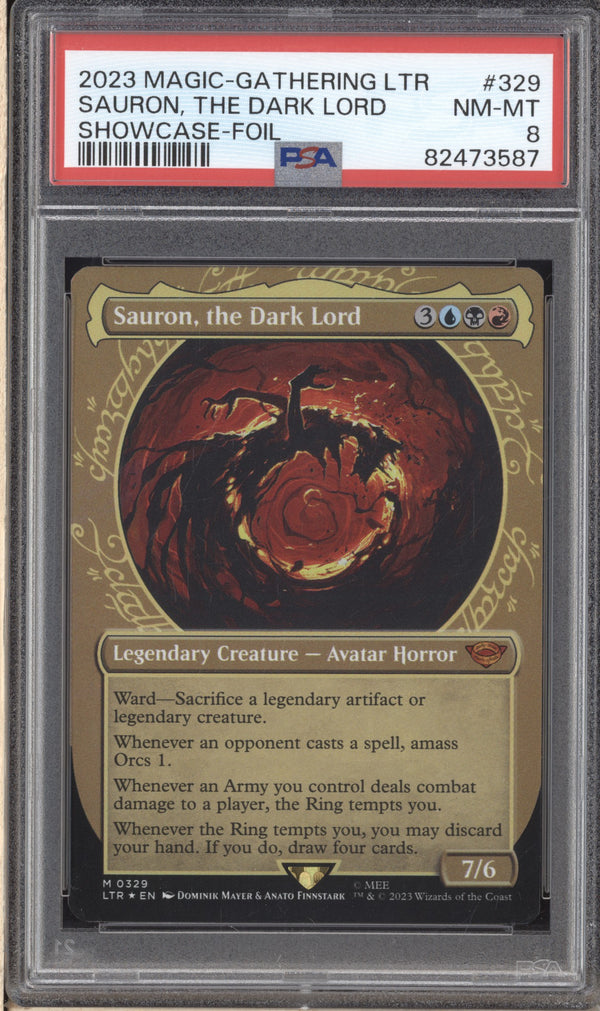 Sauron, the Dark Lord 2023 Magic The Gathering LOTR 329 Showcase Foil PSA 8