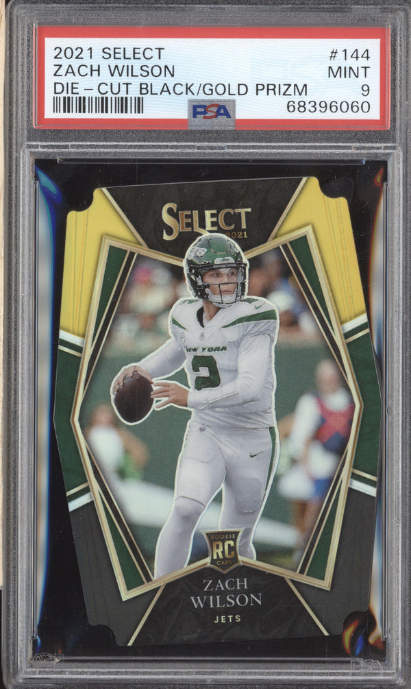 Zach Wilson 2021 Panini Select 144 Black Gold Die Cut RC PSA 9