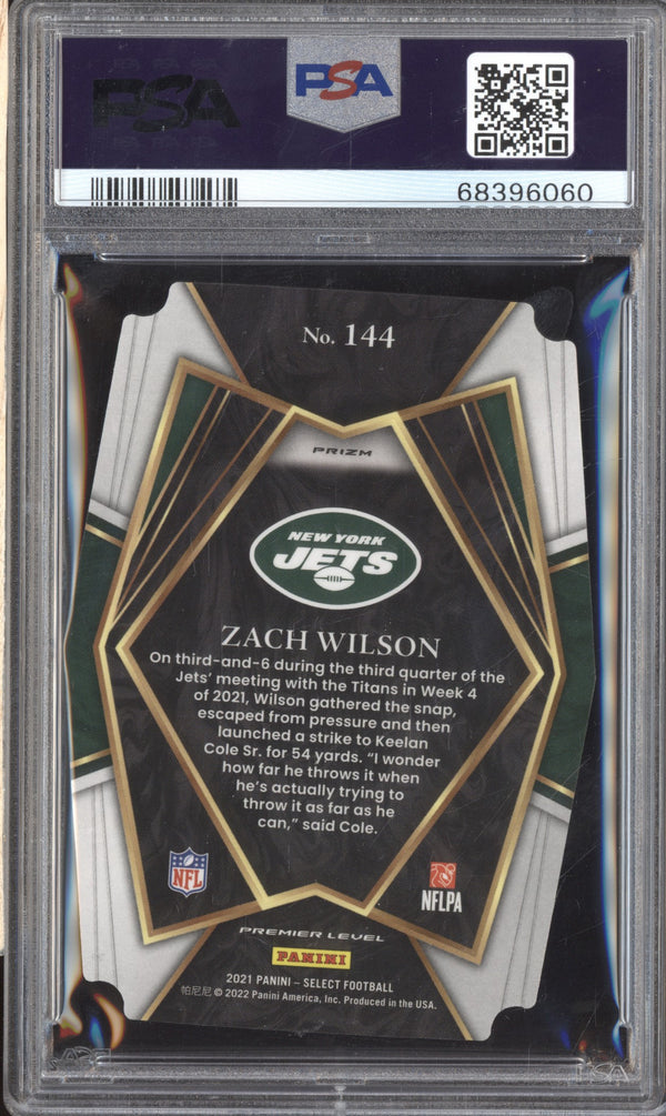 Zach Wilson 2021 Panini Select 144 Black Gold Die Cut RC PSA 9