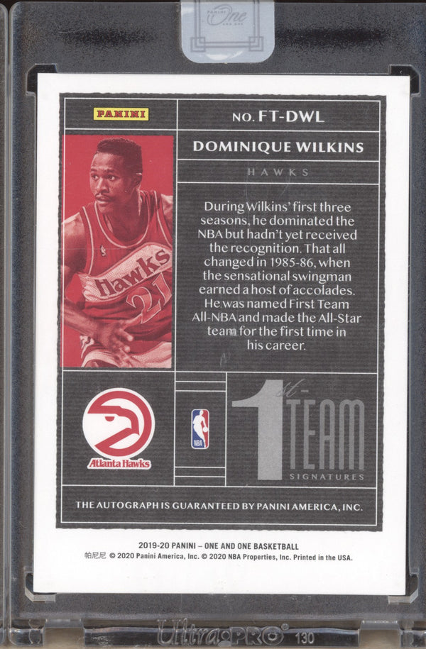 Dominique Wilkins 2019-20 Panini One and One FT-DWL 1st-Team Signatures Purple 19/35