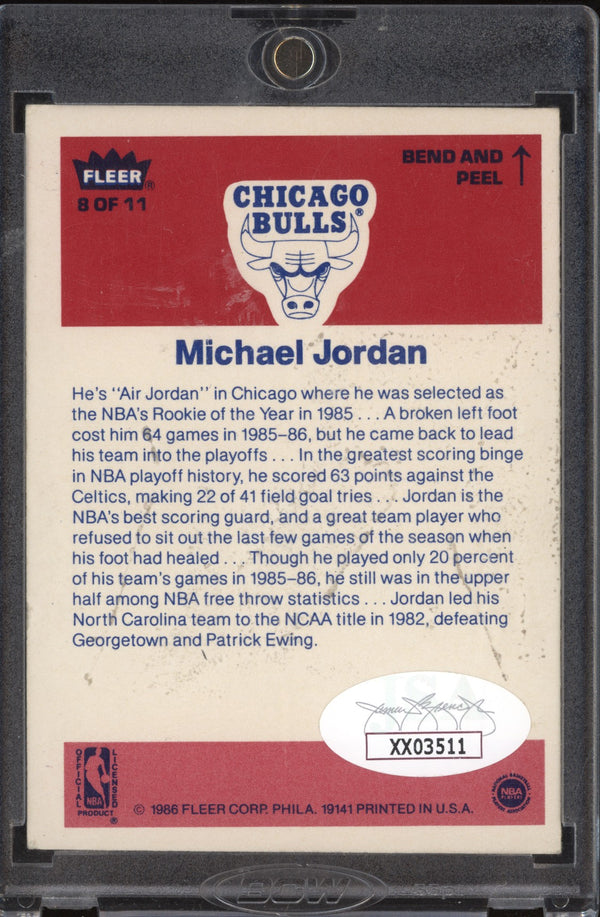 Michael Jordan 1986 Fleer Sticker 8 Auto RC JSA Auth RCH